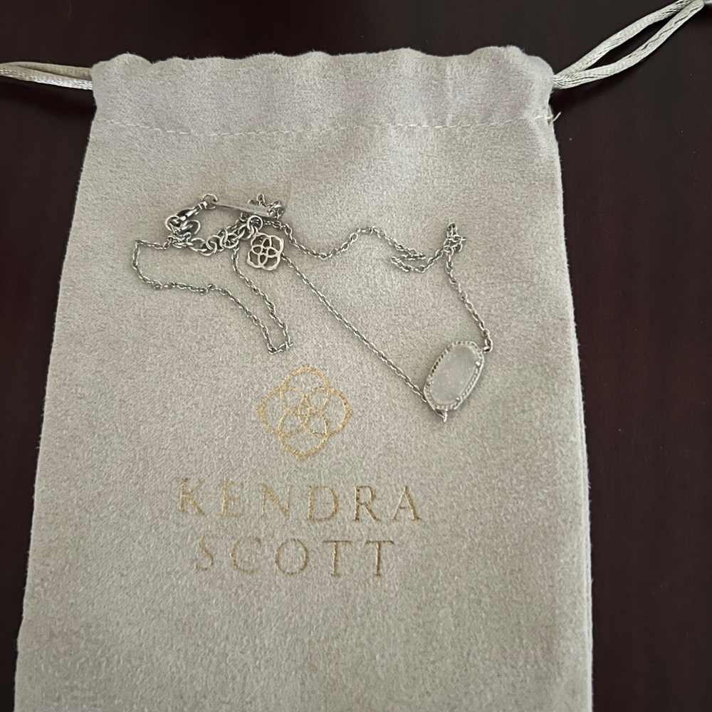 Kendra Scott Silver Necklace with Opaque White Stone